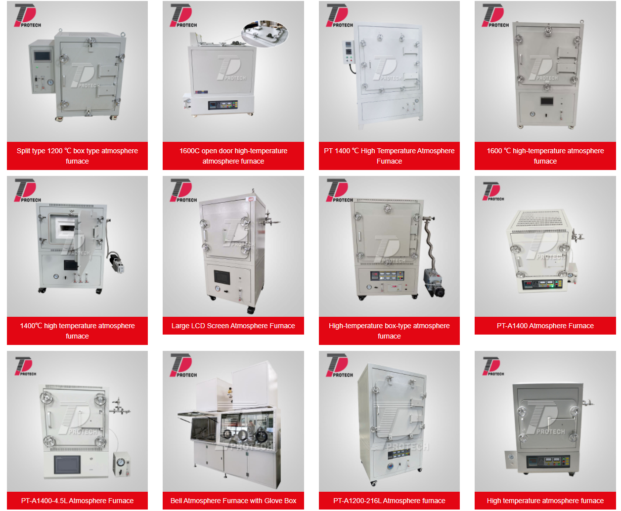 Various types of small atmosphere furnaces (click on the picture to see more small box type atmosphere furnaces)